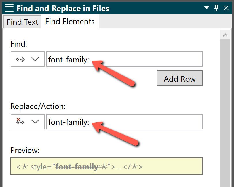 Screenshot showing Remove inline font-family
			attribute