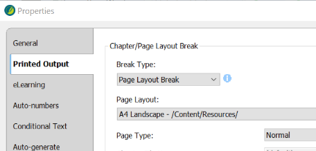 Screenshot showing Page Layout Break in TOC